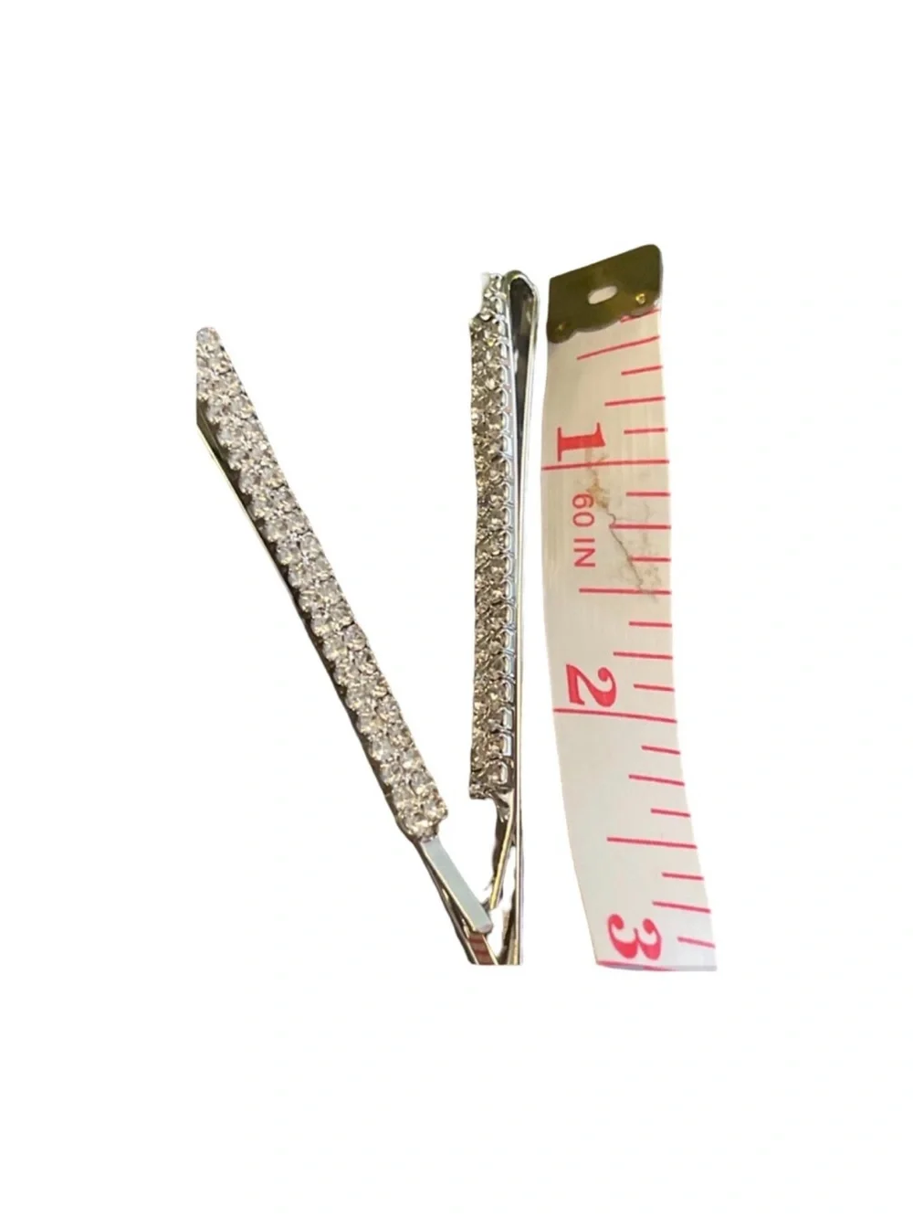 Crystal-Embellished Silver Bar Hair Pins - Sparkling Silver FINAL PRICE DROP